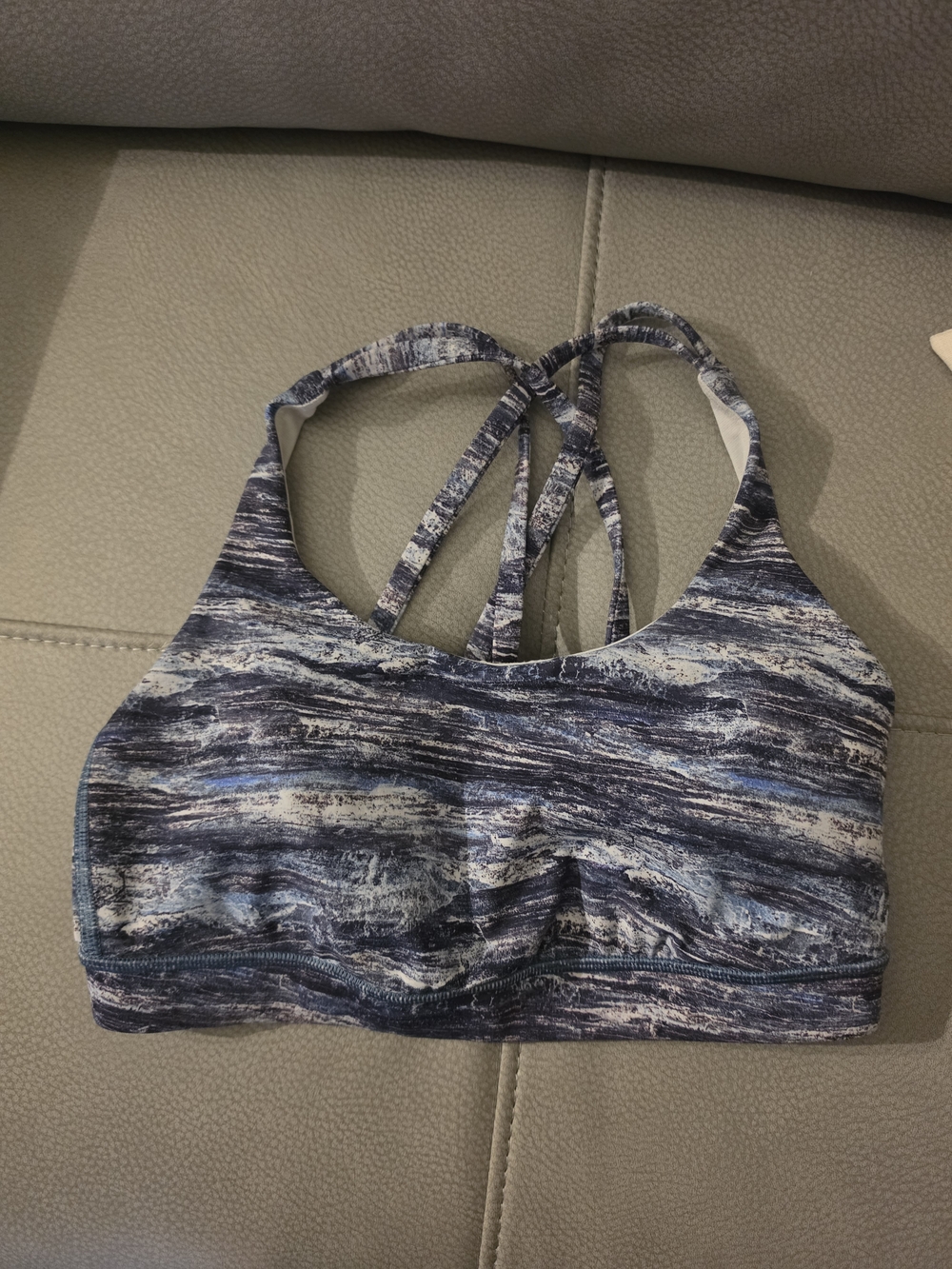 Lululemon Energy Bra Aerial Drift Multi Black Blue Marble Sports Bra